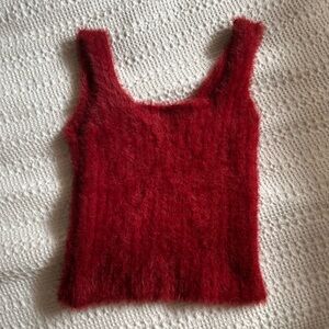 Burgundy furry tank top